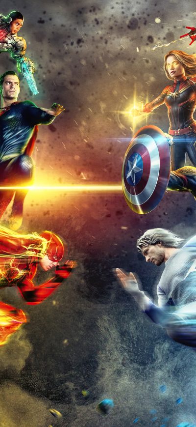 Fond d'écran iPhone Dc Vs Marvel Heroes 5k
