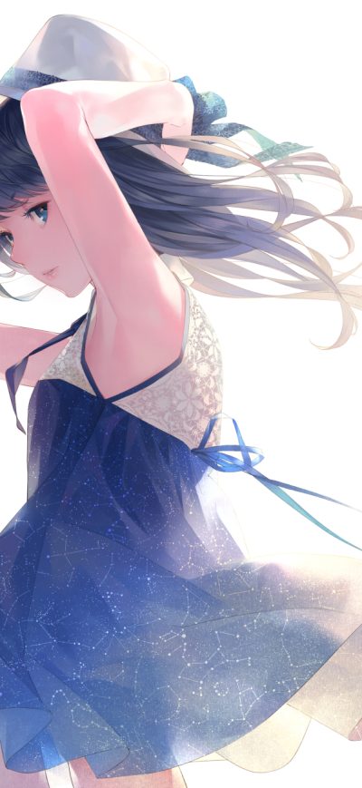 Fond d'écran iPhone Cute Blue And White Skirt Anime Girl