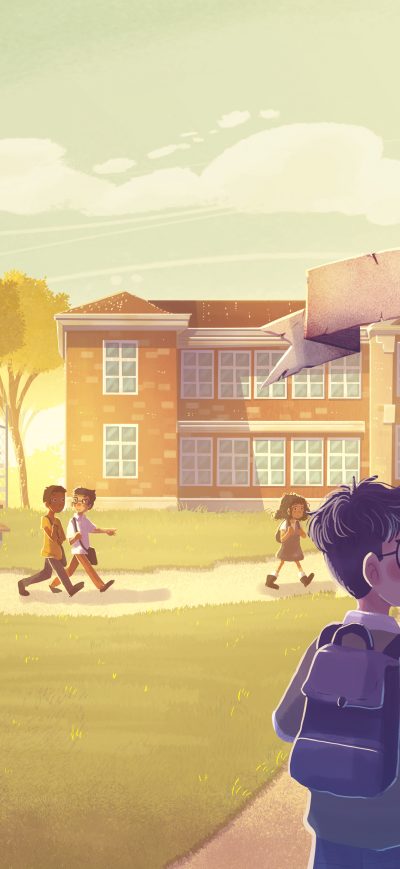 Fond d'écran iPhone Boy And Girl Going To School Illustration