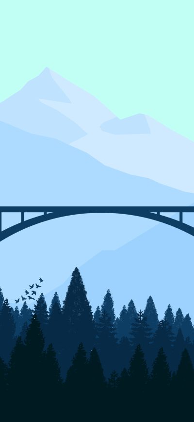 Fond d'écran iPhone Bridge In Forest Minimalist 4k