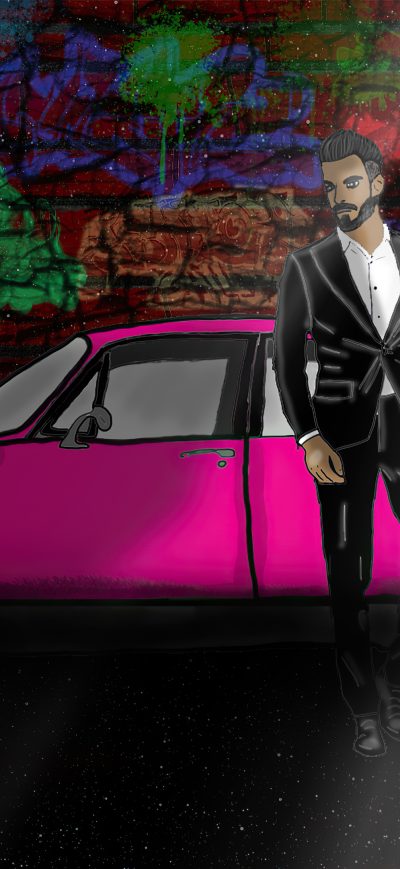 Fond d'écran iPhone Cool Dude With Pink Car 4k