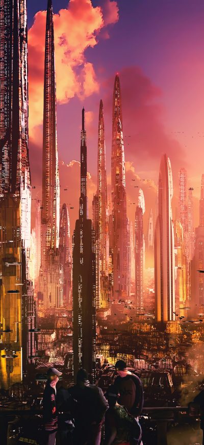 Fond d'écran iPhone Futuristic City Tall Buildings Concept Art 4k