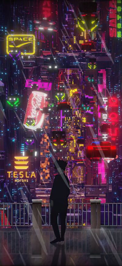 Fond d'écran iPhone In Cyberpunk City 4k