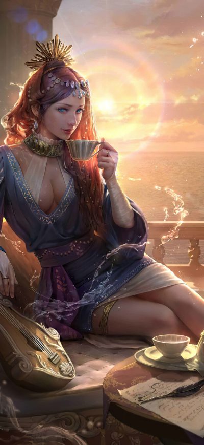 Fond d'écran iPhone Queen Morning Coffee Fantasy 4k