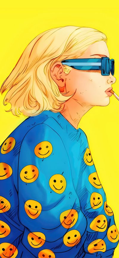 Fond d'écran iPhone Smiley Hoodie Girl Sunglasses