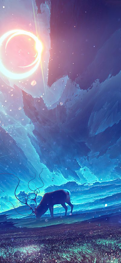 Fond d'écran iPhone Reindeer Traveling The Galaxy 4k