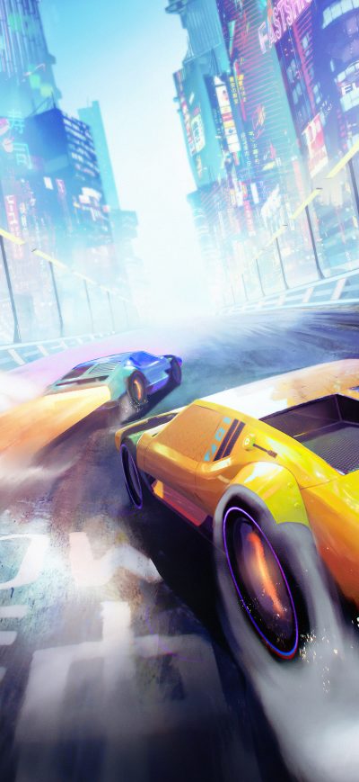 Fond d'écran iPhone Neo Tokyo Cyber Cars 5k