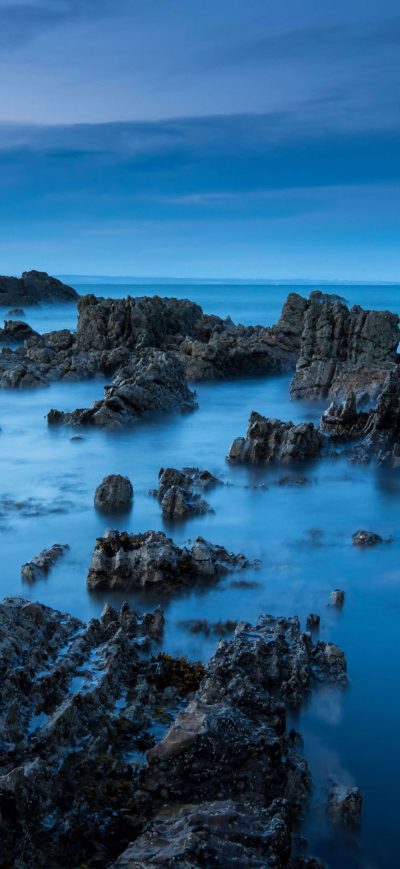 Fond d'écran iPhone Sea Rocks Evening View 5k