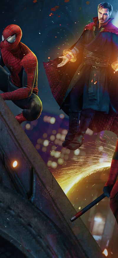 Fond d'écran iPhone Doctor Strange Dareveil And Spidermans In Spider Man No Way Home 4k