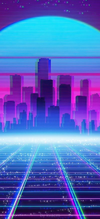 Fond d'écran iPhone Synthwave Cityscape 4k