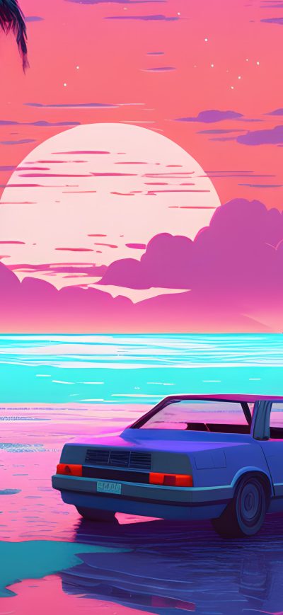 Fond d'écran iPhone Synthwave Speedster 5k