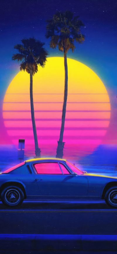 Fond d'écran iPhone Riding The Retro Wave Cruising Through The 80s