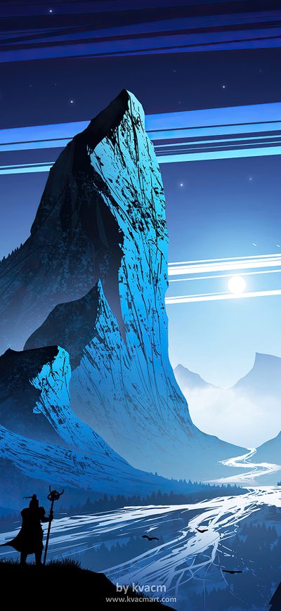 Fond d'écran iPhone Warrior Mountain Blue Night 4k