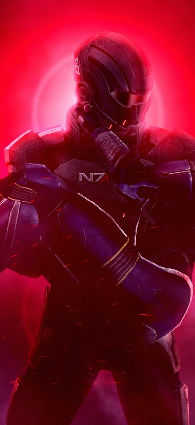 Fond d'écran iPhone Mass Effect N7 Artwork 4k
