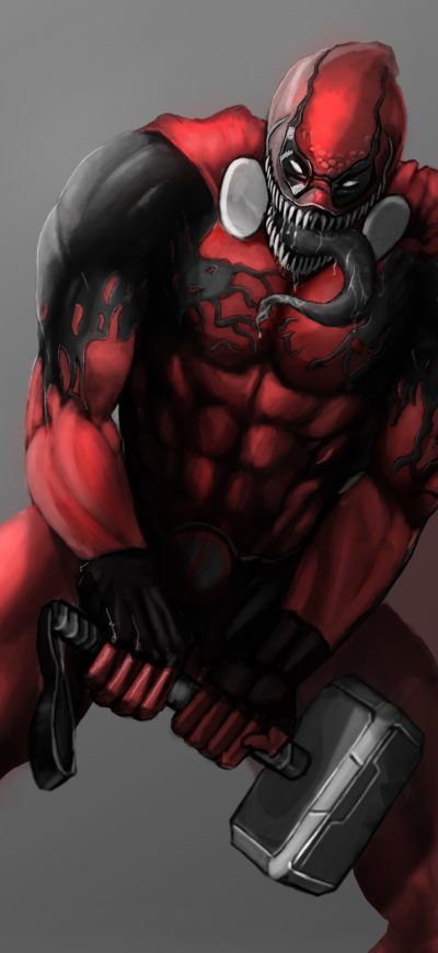 Fond d'écran iPhone Deadpool As Venom With Thor Helmet