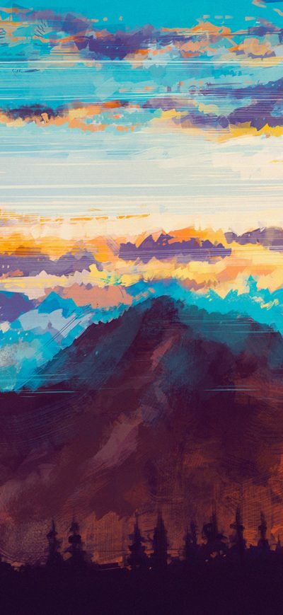 Fond d'écran iPhone Mountains Landscape Nature Digital Art