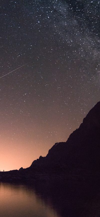 Fond d'écran iPhone Milky Way Mountains Silhouette Sky Stars 8k