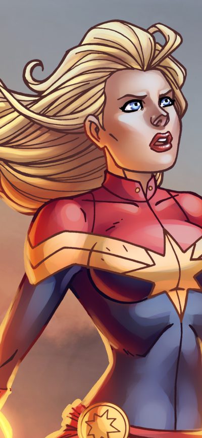 Fond d'écran iPhone Captain Marvel Cartoon Art