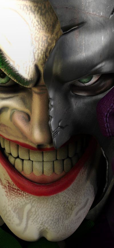 Fond d'écran iPhone Joker Wearing Half Batman Mask