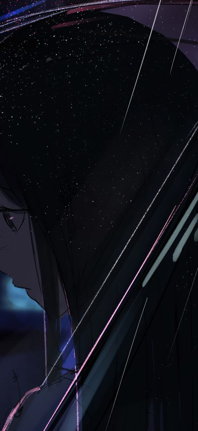 Fond d'écran iPhone Anime Girl Transparent Umbrella Rain 4k