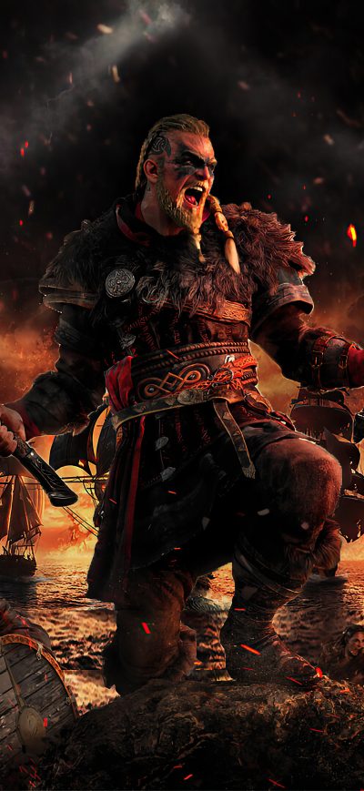 Fond d'écran iPhone Ragnar Lothbrok Assassins Creed Valhalla 4k 2020