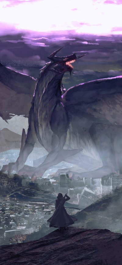 Fond d'écran iPhone Dragon Warrior Fantasy Digital Art 4k