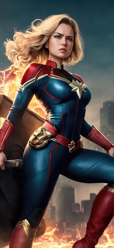 Fond d'écran iPhone Marvel Captain Marvel 4k