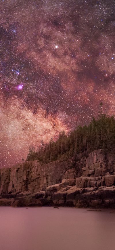 Fond d'écran iPhone Milky Way Over Otter Cliffs 4k
