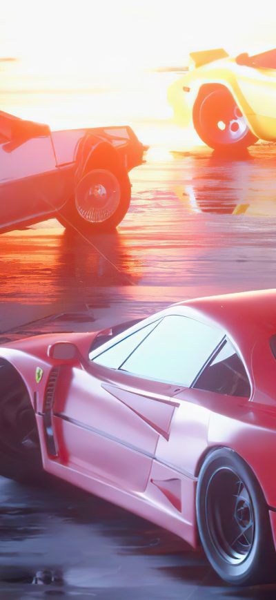 Fond d'écran iPhone Ferrari F40 Delorean And Lambo Retro 4k