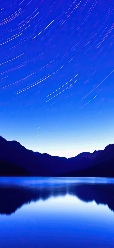 Fond d'écran iPhone Blue Lake Star Trails 4k