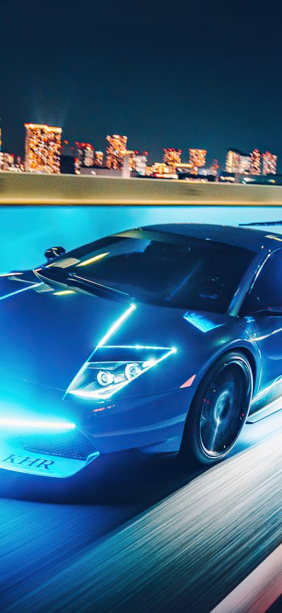Fond d'écran iPhone Lamborghini Murcielago Neon Lights 4k