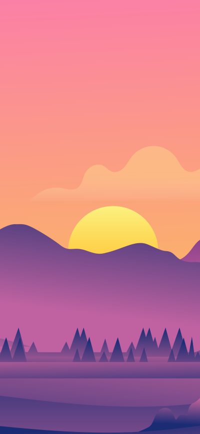 Fond d'écran iPhone Beautiful Evening Landscape Minimal 8k