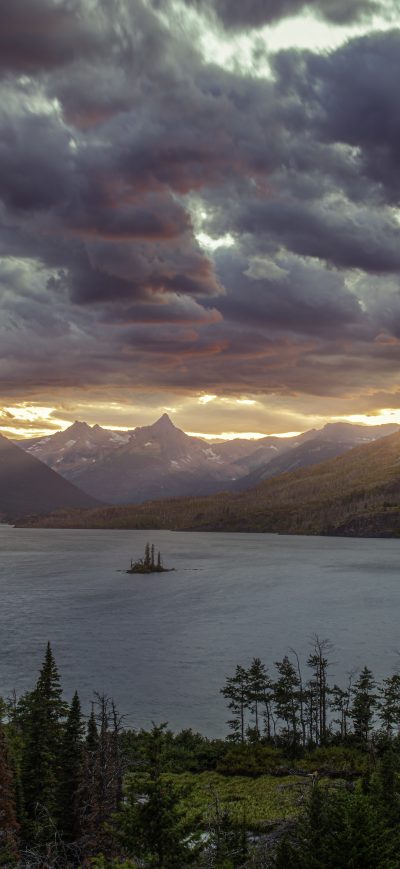 Fond d'écran iPhone Sunset At St Mary Lake Glacier National Park 5k