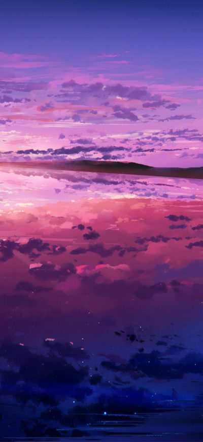 Fond d'écran iPhone Sea Sky Clouds Illustration 4k