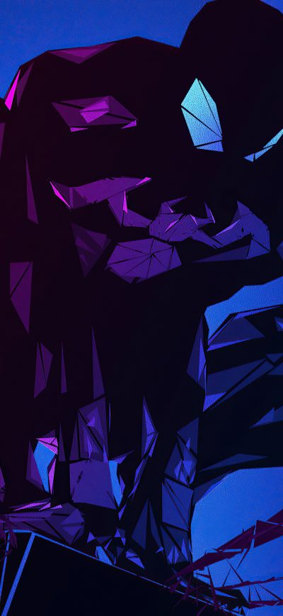 Fond d'écran iPhone Blue Polygon Spiderman 4k