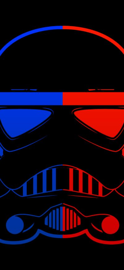 Fond d'écran iPhone Stormtrooper Blue Red Mask Minimal 8k