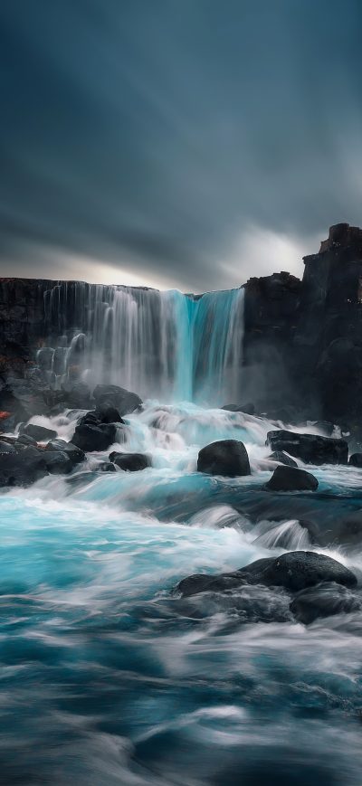 Fond d'écran iPhone Waterfall Rocks 4k