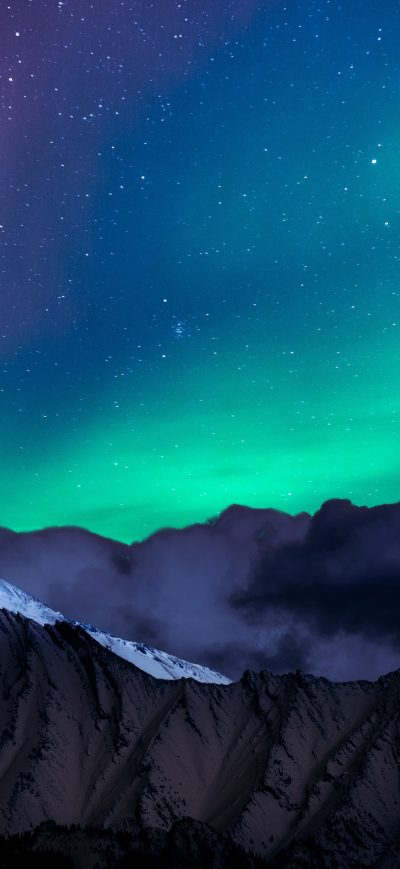 Fond d'écran iPhone Northern Lights Night Sky Mountains Landscape 4k