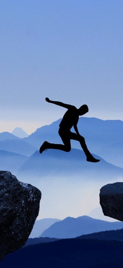 Fond d'écran iPhone Artwork Of 2017 Year Man Jumping Into 2018