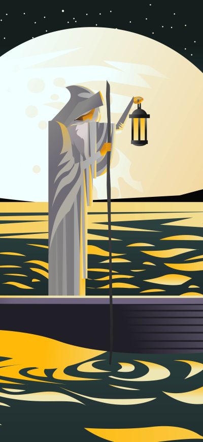 Fond d'écran iPhone Charon With Boat Traveling In Styx Sea 10k