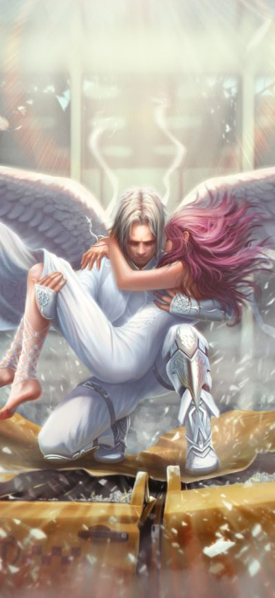 Fond d'écran Angel Man Saves A Girl sur iPhone