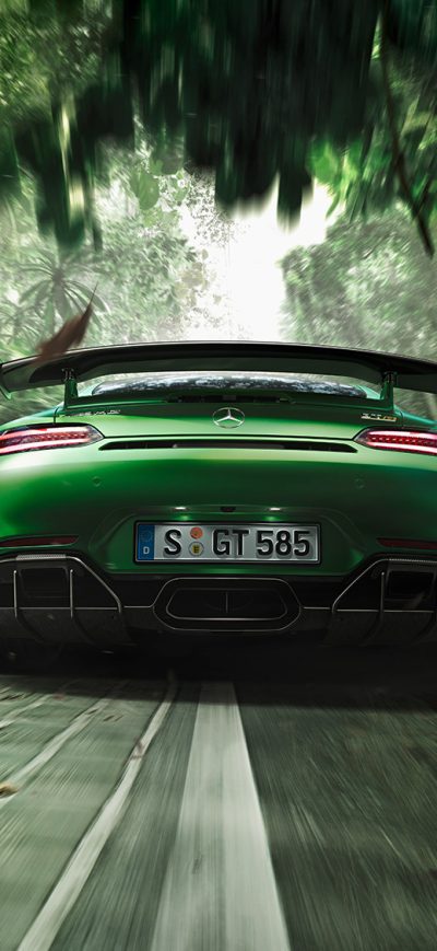 Fond d'écran iPhone Green Mercedes Benz AMG GT R 2018 Rear