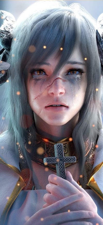 Fond d'écran iPhone Demon Girl Orange Eyes