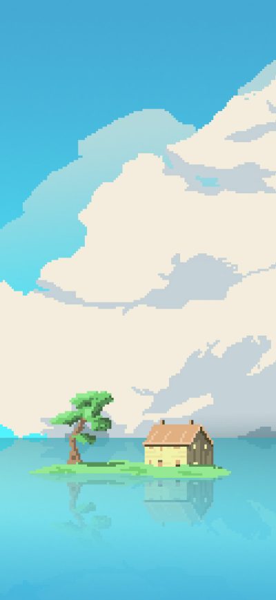 Fond d'écran iPhone 8 Bit Artwork House Island In Middle Of Water