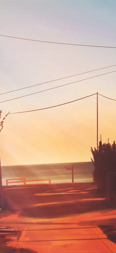 Fond d'écran iPhone Railway Track Anime Original Artwork 4k