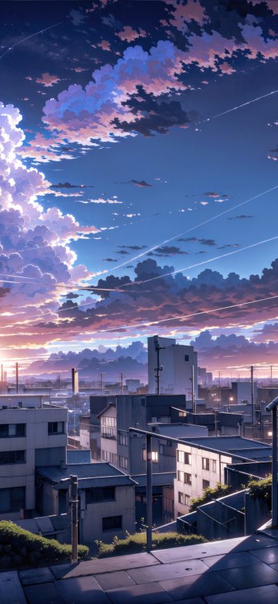 Fond d'écran iPhone Makoto Shinkai Anime Cityscape 5k