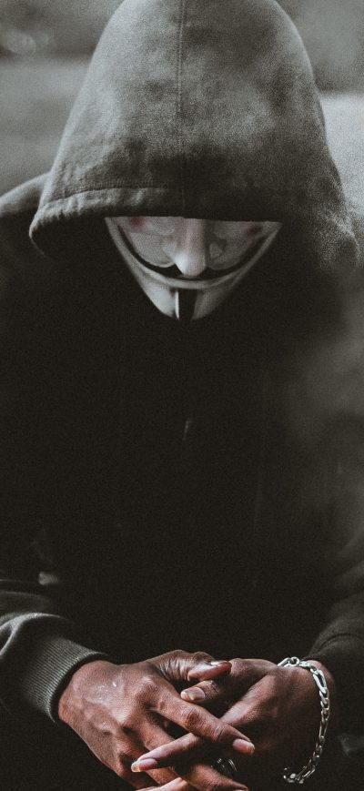 Fond d'écran iPhone Man Black Hoodie Anonymus 4k