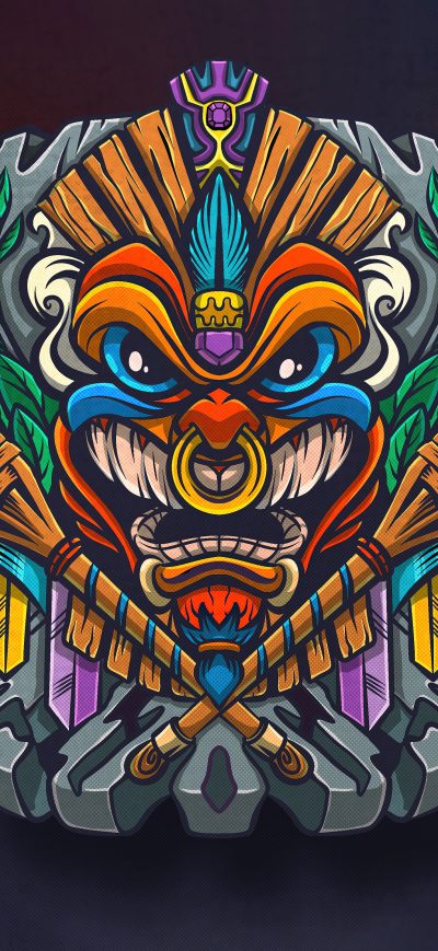 Fond d'écran iPhone Tiki Totem Illustration 5k