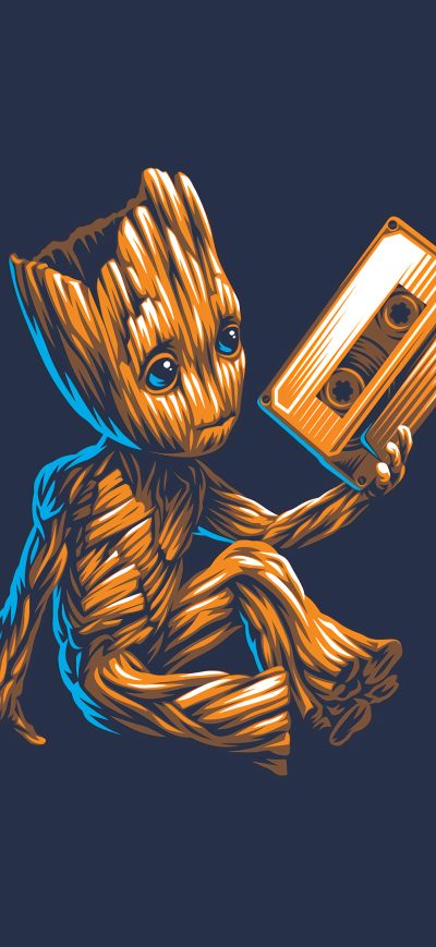 Fond d'écran iPhone Baby Groot Minimal 4k