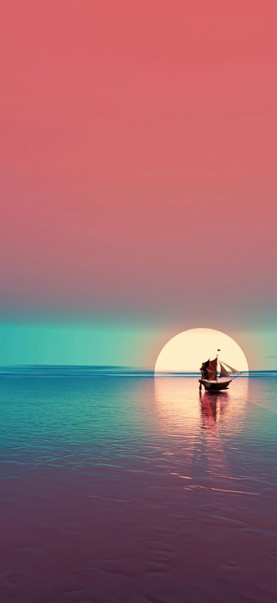 Fond d'écran iPhone Boat Relax Minimal Sunset 4k